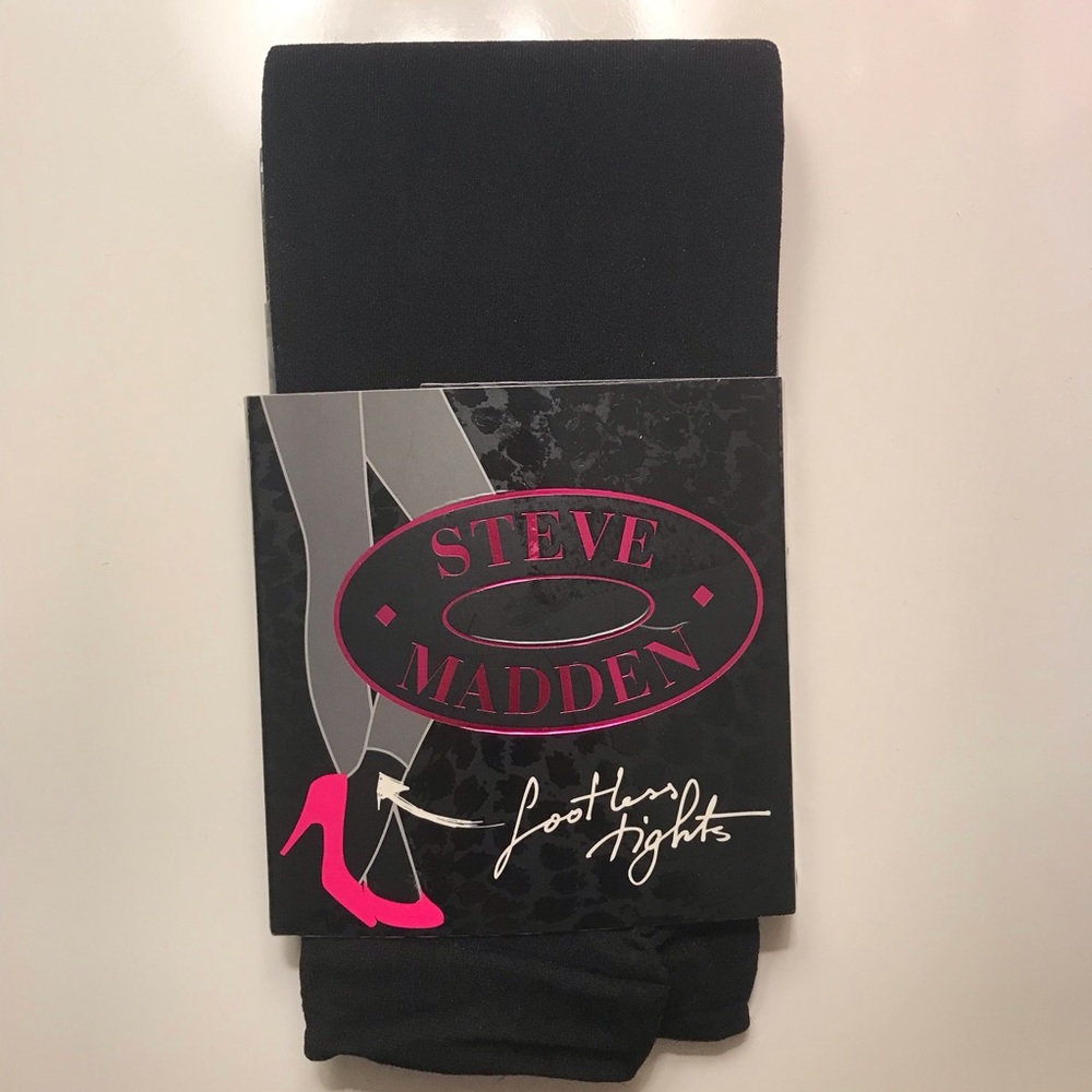 Steve Madden Black Nylon Footless Tights One Size